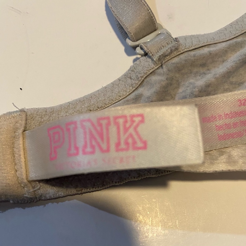 PINK Victoria's Secret 3 Bras Burgundy & Black Plaid,White w Black Star & Gray - Picture 9 of 16